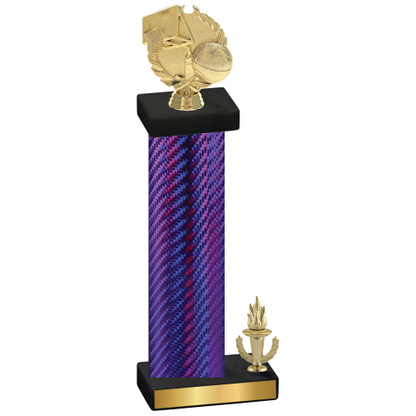 Accented Single Purple Carbon Fiber Victory Basketball Trophy