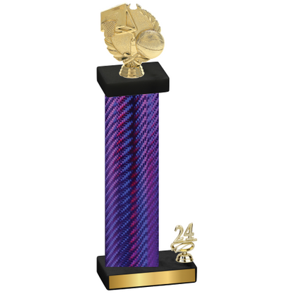 Accented Single Purple Carbon Fiber Year Basketball Trophy