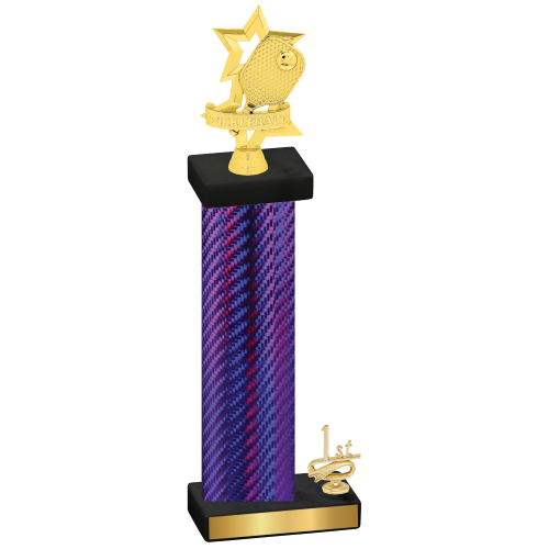 Accented Single Purple Carbon Fiber First Place Pickleball Trophy