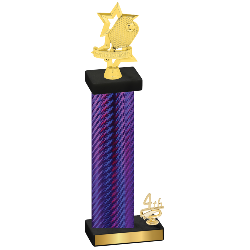 Accented Single Purple Carbon Fiber Fourth Place Pickleball Trophy