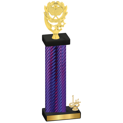 Accented Single Purple Carbon Fiber First Place Pickleball Trophy