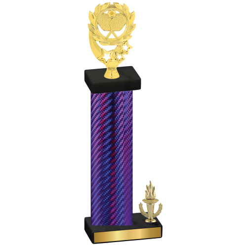 Accented Single Purple Carbon Fiber Victory Pickleball Trophy