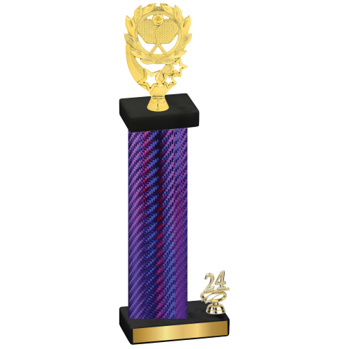 Accented Single Purple Carbon Fiber Year Pickleball Trophy