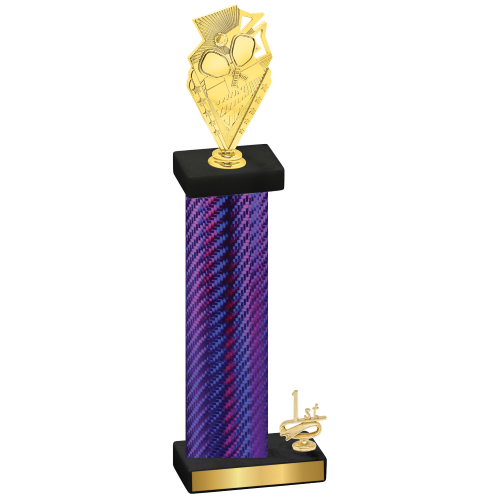 Accented Single Purple Carbon Fiber First Place Pickleball Trophy