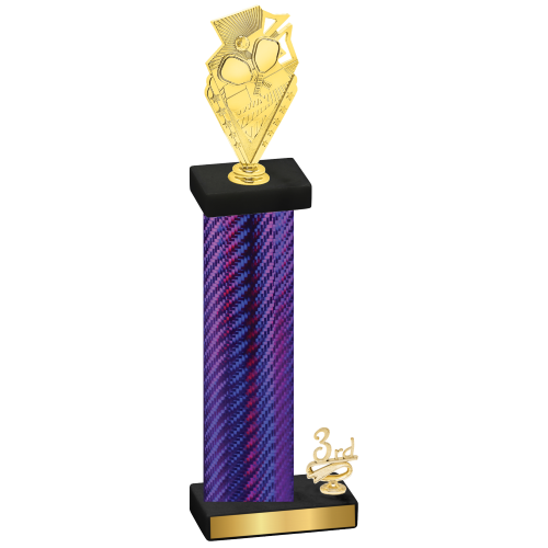 Accented Single Purple Carbon Fiber Third Place Pickleball Trophy