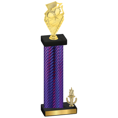 Accented Single Purple Carbon Fiber Victory Pickleball Trophy