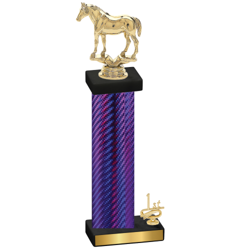 Accented Single Purple Carbon Fiber First Place Horses Trophy