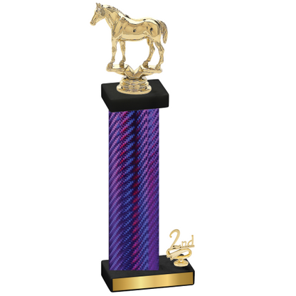 Accented Single Purple Carbon Fiber Second Place Horses Trophy