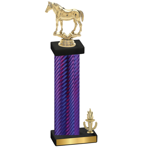 Accented Single Purple Carbon Fiber Victory Horses Trophy