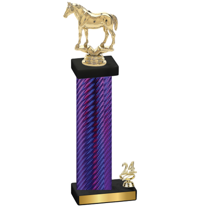 Accented Single Purple Carbon Fiber Year Horses Trophy