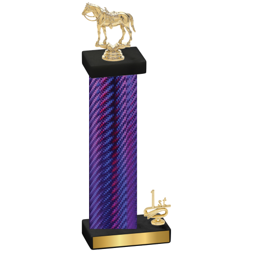 Accented Single Purple Carbon Fiber First Place Horses Trophy