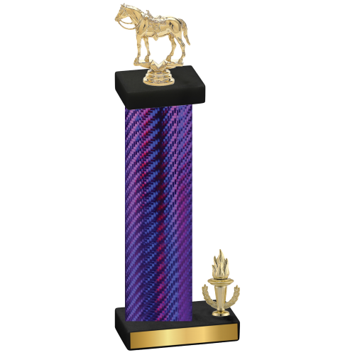 Accented Single Purple Carbon Fiber Victory Horses Trophy