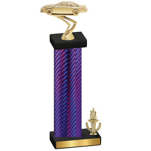 Accented Single Purple Carbon Fiber Victory Cars Trophy