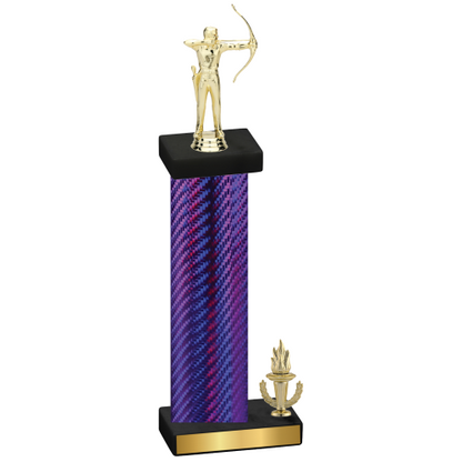 Accented Single Purple Carbon Fiber Victory Archery Trophy