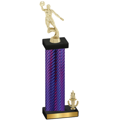 Accented Single Purple Carbon Fiber Victory Basketball Trophy