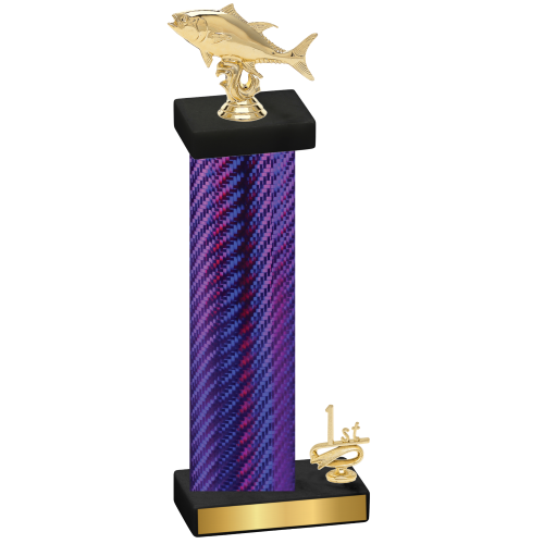 Accented Single Purple Carbon Fiber First Place Fishing Trophy