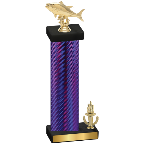 Accented Single Purple Carbon Fiber Victory Fishing Trophy