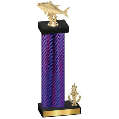 Accented Single Purple Carbon Fiber Victory Fishing Trophy