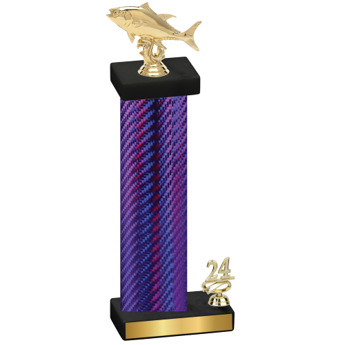 Accented Single Purple Carbon Fiber Year Fishing Trophy