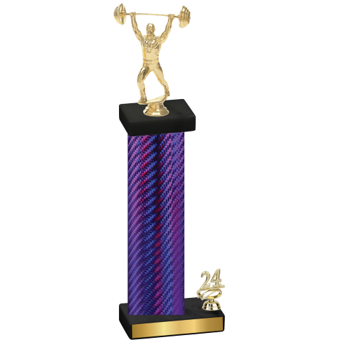 Accented Single Purple Carbon Fiber Year Weights Trophy