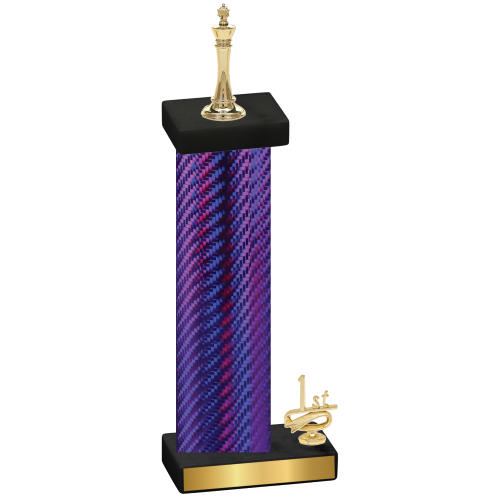 Accented Single Purple Carbon Fiber First Place Chess Trophy