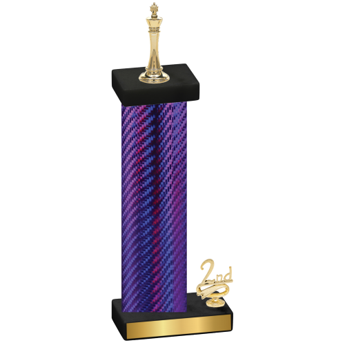 Accented Single Purple Carbon Fiber Second Place Chess Trophy