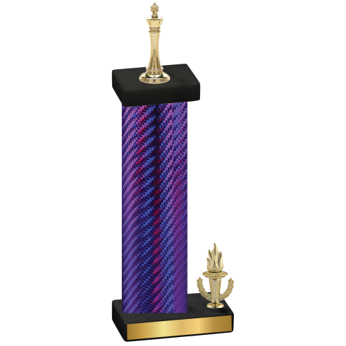 Accented Single Purple Carbon Fiber Victory Chess Trophy