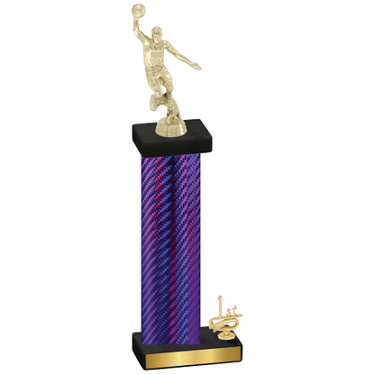 Accented Single Purple Carbon Fiber First Place Basketball Trophy