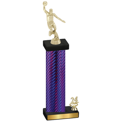 Accented Single Purple Carbon Fiber Year Basketball Trophy