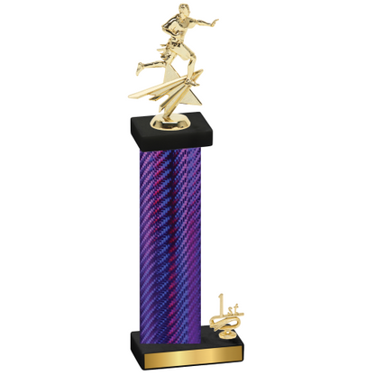 Accented Single Purple Carbon Fiber First Place Flag Football Trophy