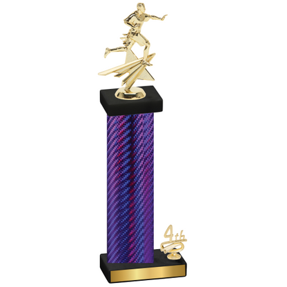 Accented Single Purple Carbon Fiber Fourth Place Flag Football Trophy