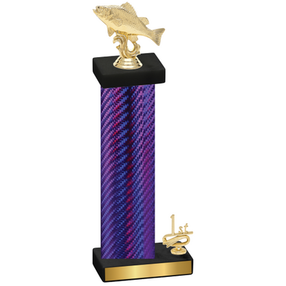 Accented Single Purple Carbon Fiber First Place Fishing Trophy