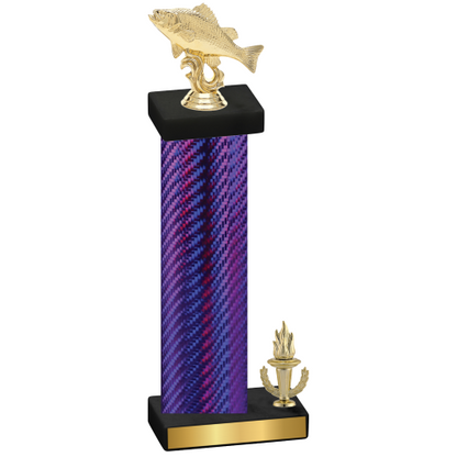 Accented Single Purple Carbon Fiber Victory Fishing Trophy