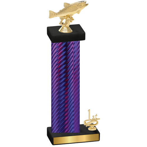 Accented Single Purple Carbon Fiber First Place Fishing Trophy