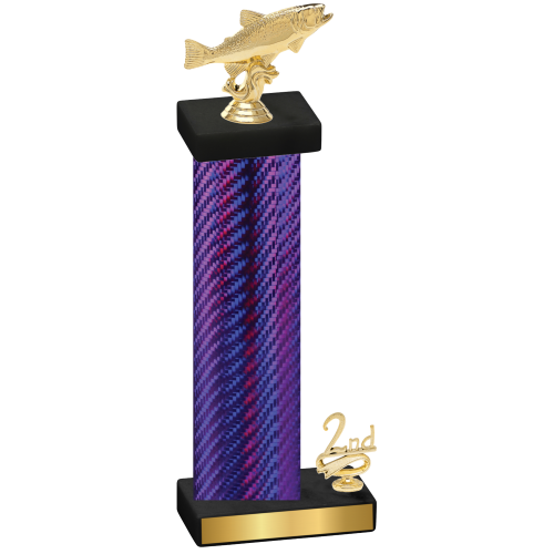 Accented Single Purple Carbon Fiber Second Place Fishing Trophy