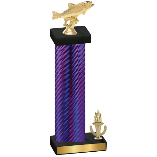 Accented Single Purple Carbon Fiber Victory Fishing Trophy