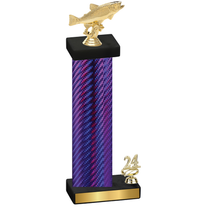 Accented Single Purple Carbon Fiber Year Fishing Trophy