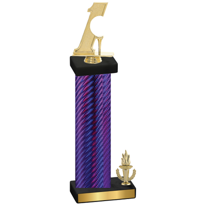 Accented Single Purple Carbon Fiber Victory Golf Trophy