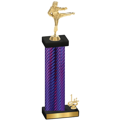 Accented Single Purple Carbon Fiber First Place Karate Trophy