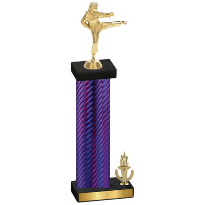 Accented Single Purple Carbon Fiber Victory Karate Trophy