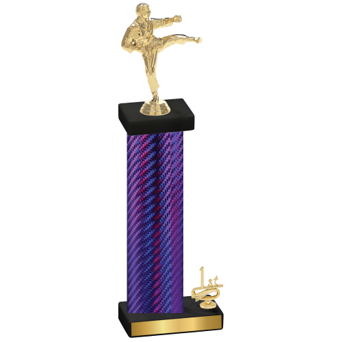 Accented Single Purple Carbon Fiber First Place Karate Trophy