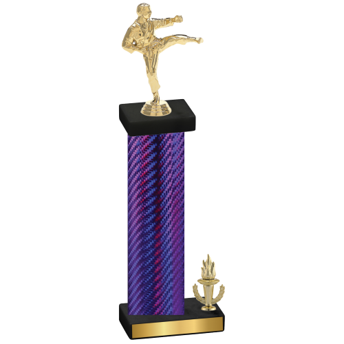 Accented Single Purple Carbon Fiber Victory Karate Trophy