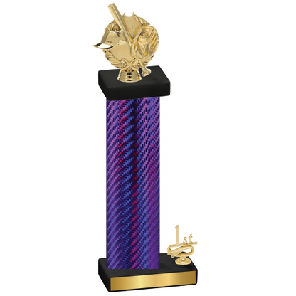 Accented Single Purple Carbon Fiber First Place Baseball Trophy