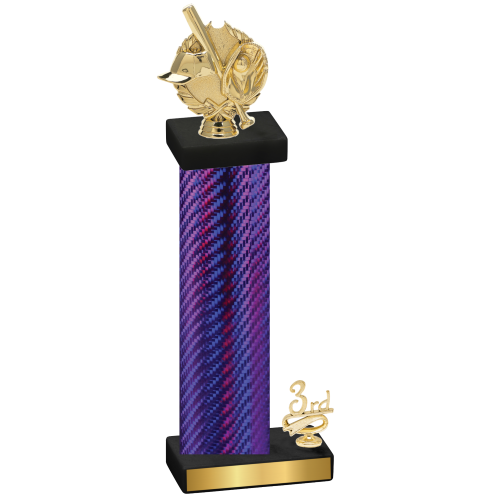 Accented Single Purple Carbon Fiber Third Place Baseball Trophy