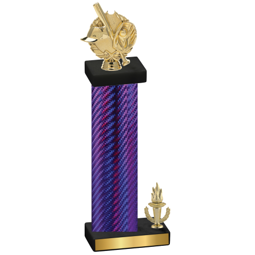 Accented Single Purple Carbon Fiber Victory Baseball Trophy