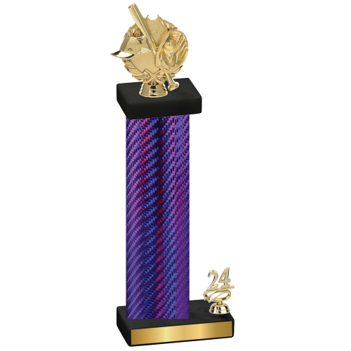 Accented Single Purple Carbon Fiber Year Baseball Trophy