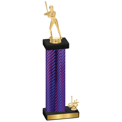 Accented Single Purple Carbon Fiber First Place Softball Trophy