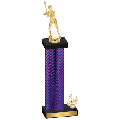 Accented Single Purple Carbon Fiber Third Place Softball Trophy