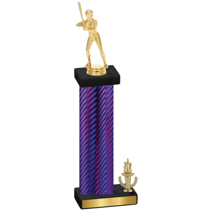 Accented Single Purple Carbon Fiber Victory Softball Trophy