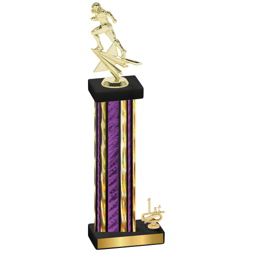 Accented Single Purple Glacier First Place Football Trophy